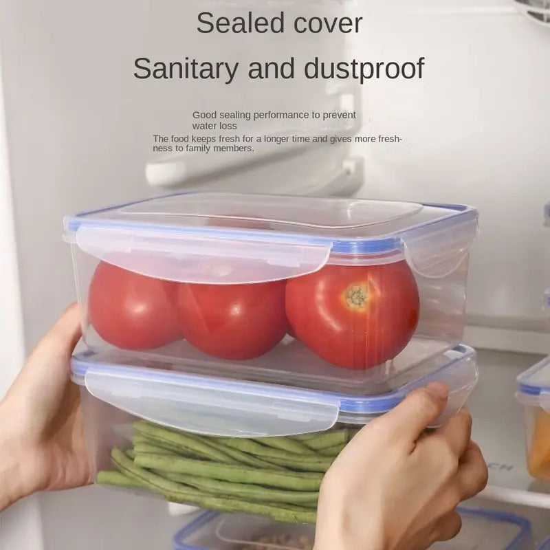 Sealed Rectangular Refrigerator Storage Box with Lid - Stackable Food Containers