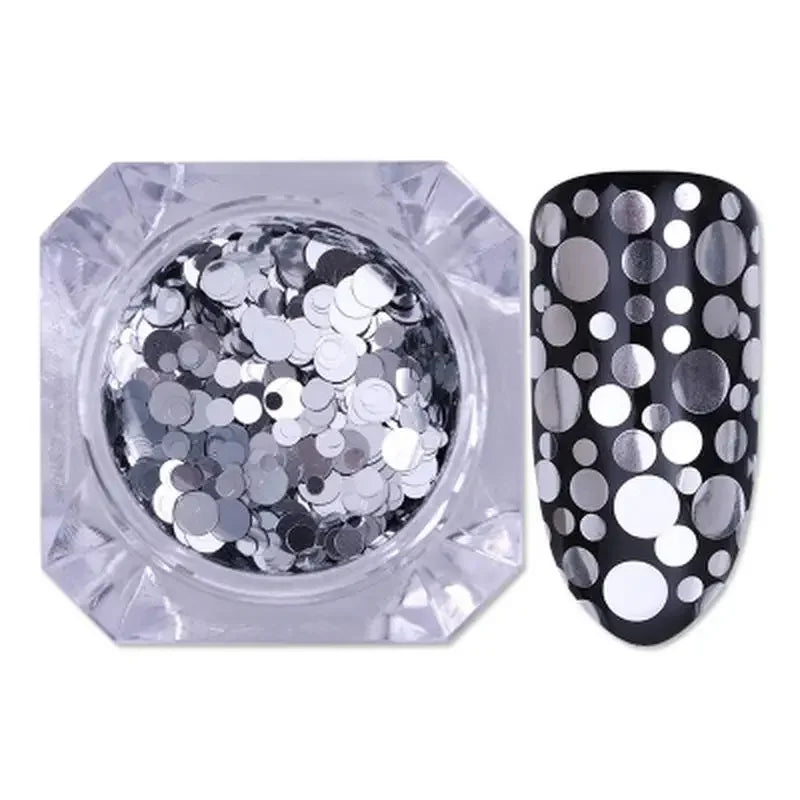 Mixed Size Holographic Nail Glitter Paillette Sequins - Silver & Colorful Round Rhombus