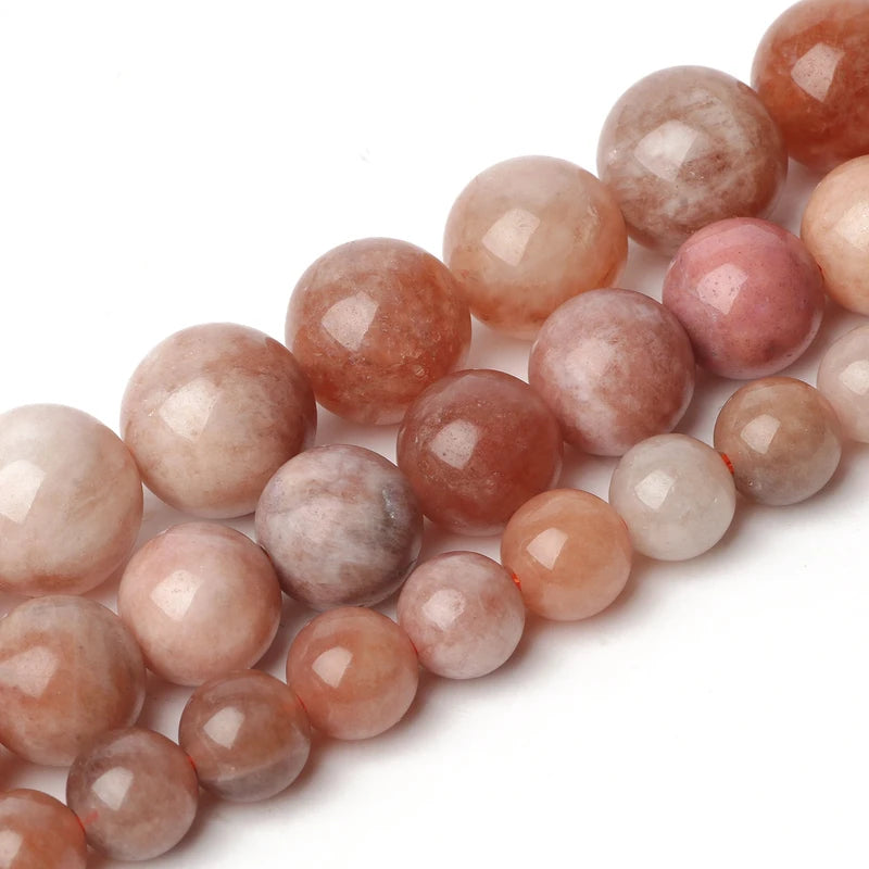 Natural Stone Sunstone Beads - 6/8/10mm Smooth Round Spacer Beads for Jewelry Making