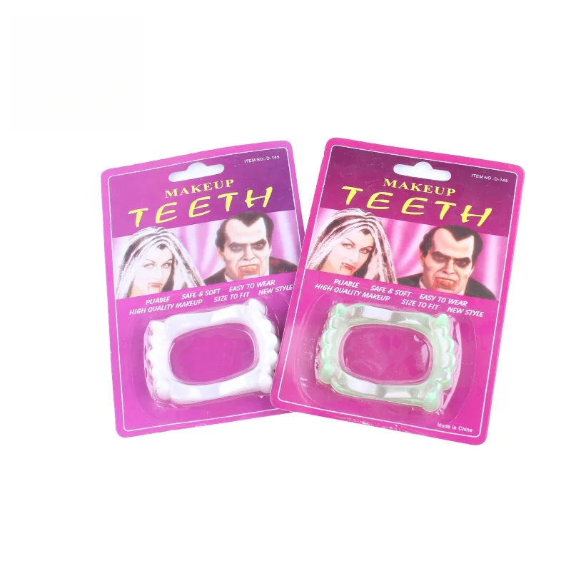 Halloween Vampire Fangs Glow-in-the-Dark Teeth Set for Prank and Costume