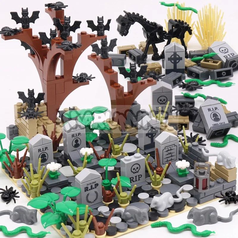 Halloween Building Blocks Set for Graveyard Scene - 99-265pcs Construction Decoration