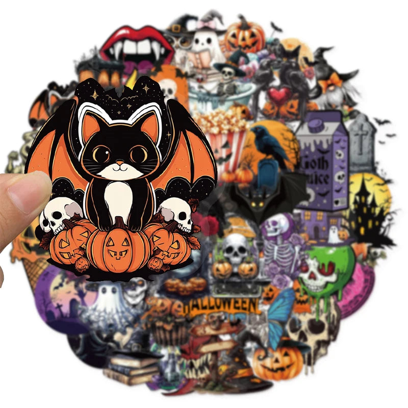 Halloween Pet Stickers 50 Pack Waterproof Graffiti Luggage Notebook Phone Case Decor