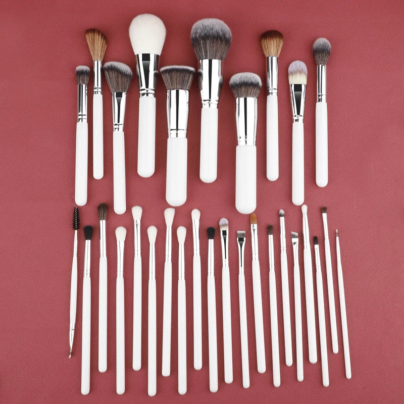 30Pcs Makeup Brush Set Professional Eye Contour Blending Brushes White Handle