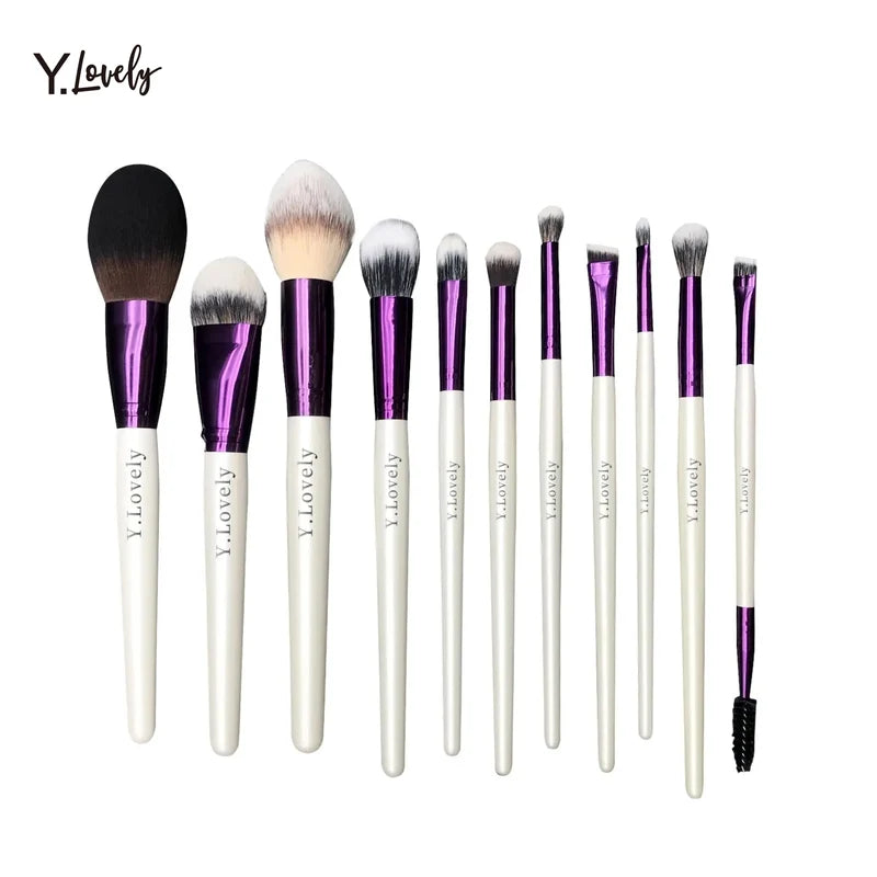 Makeup Brush Set 9Pcs Synthetic Hair Face and Eye Makeup Tools with Wooden Handles