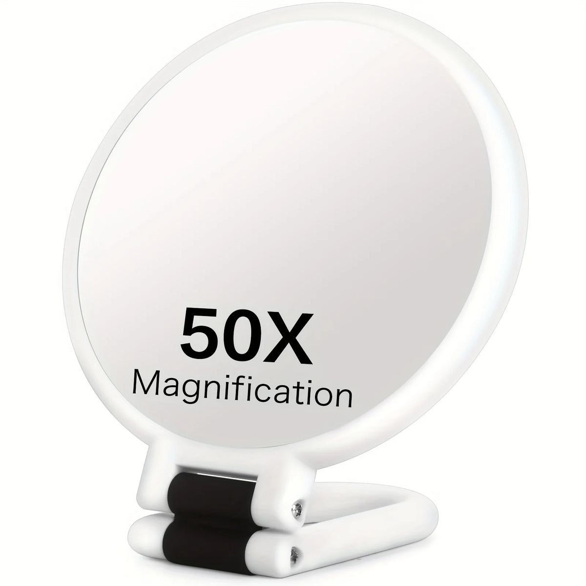 Double-Sided Handheld Makeup Mirror with 1X/50X Magnification Portable Folding Travel Mirror