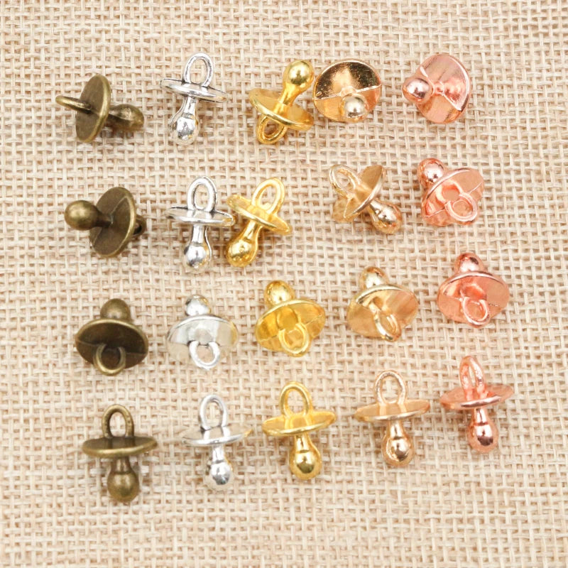 30pcs Baby Pacifier Charms Pendant Set for Jewelry Making - Handmade Tibetan Silver Plated DIY Craft Supplies