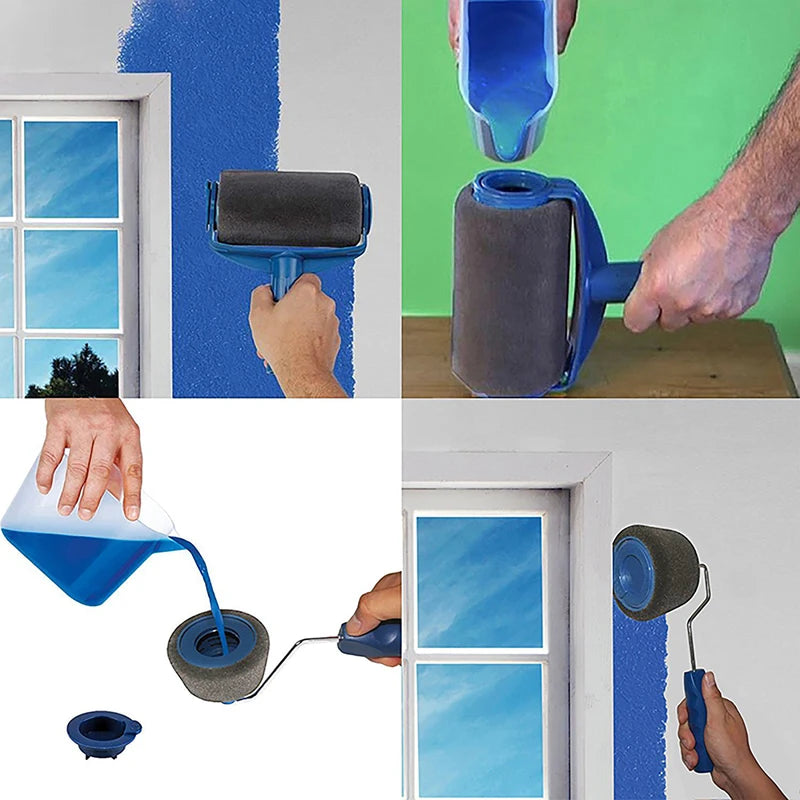 Paint Roller Brush Kit with Foam & Triangular Brushes for Interior Walls