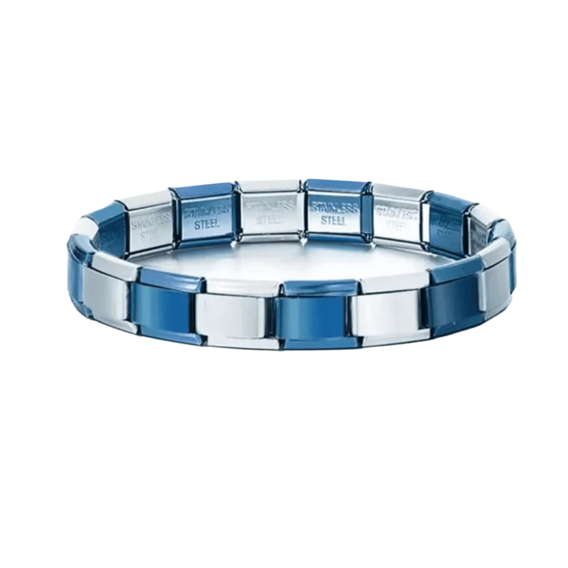 Stretchable Italian Chain Link Bracelet 9mm Modular Stainless Steel Jewelry