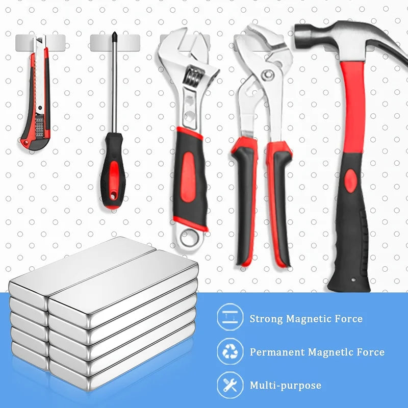 Heavy Duty Long Bar Magnets with Double-Sided Adhesive for Kitchen & Crafts