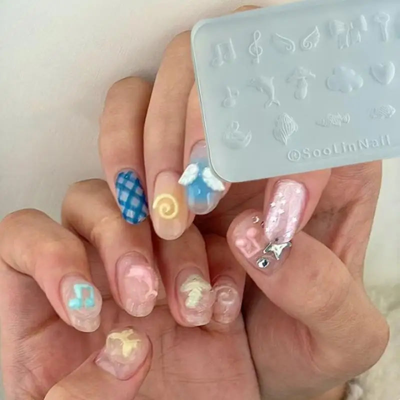 Y2K Dolphin Nail Art Silicone Mold - Manicure Templates for DIY Nails