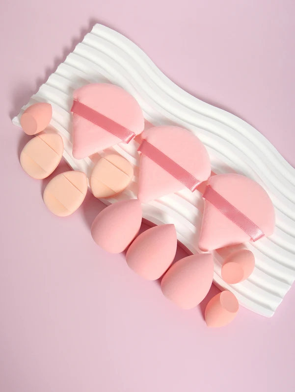 12-Piece Makeup Sponge Set with Powder Puffs, Beauty Eggs & Applicators