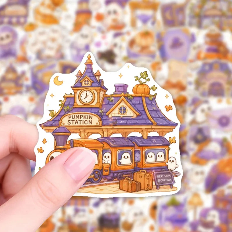 50Pcs Pastel Halloween Stickers Waterproof Vinyl Decals for Journals, Laptops & Phones