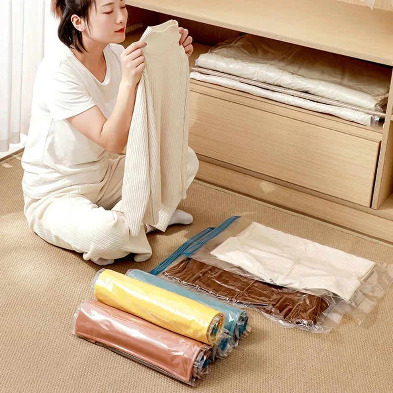 Reusable Vacuum Storage Bags for Clothes and Bedding Space Saving Travel Container