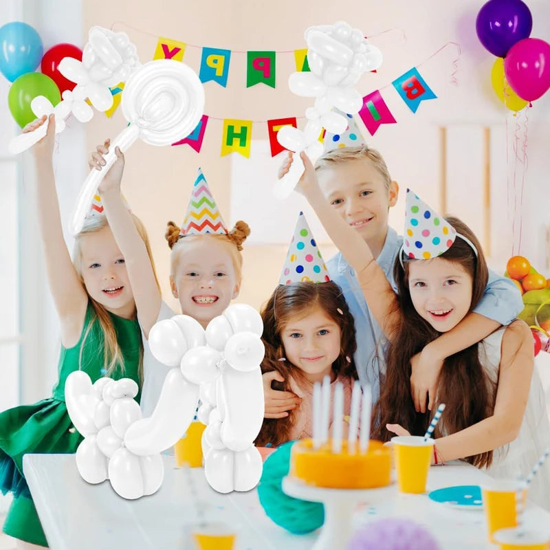 White Latex Balloons Kit for Party Decorations - 10/20/30pcs Long Twisting Balloons for Animal Models, Birthdays, Weddings