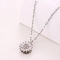 Trendy Spin Sunflower Necklace for Women Stainless Steel Zircon Jewelry