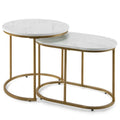 Nesting Coffee Tables Set of 2 Modern Marble & Metal Side Tables for Living Room