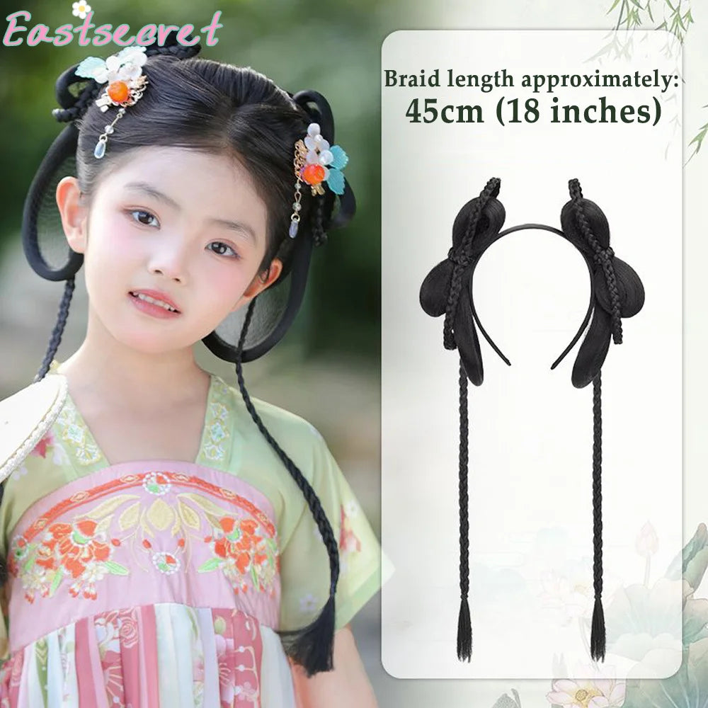 Women’s Braided Bun Hair Wig with Hair Extension & Headwear - Ancient Style