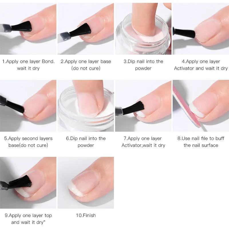 Dipping Nail Powder Set for Gradient French Nails - Nude Pink Glitter Colors