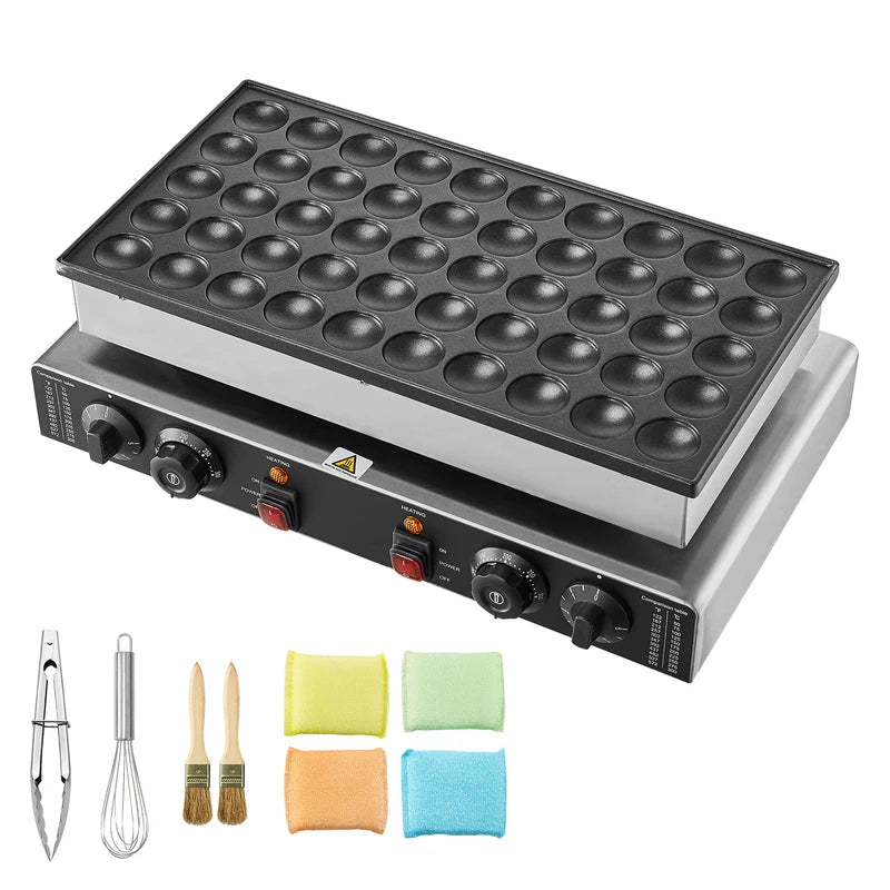 Mini Dutch Pancake Maker - Commercial Waffle Baker with Non-Stick Dual Temp Control