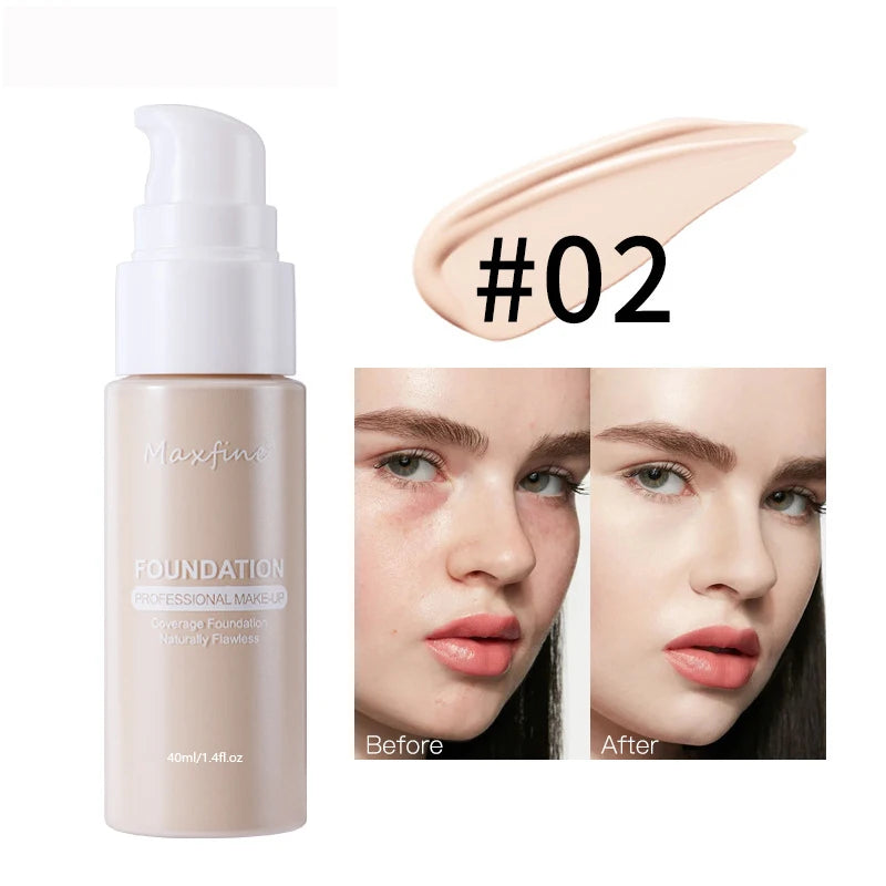 Long-lasting Waterproof Oil Control Liquid Foundation with High Coverage for Face