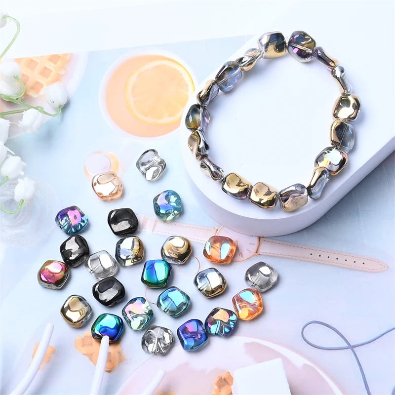 20Pcs Irregular Glass Beads for Jewelry Making - Rainbow AB Crystal Mix