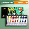 Acrylic Paint Set 12ml Versatile Colors for Paper Wood Canvas Rock Ceramics Clothing