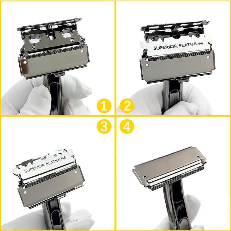 Safety Razor with Travel Leather Storage Bag - Double Edged Grooming Tool for Men