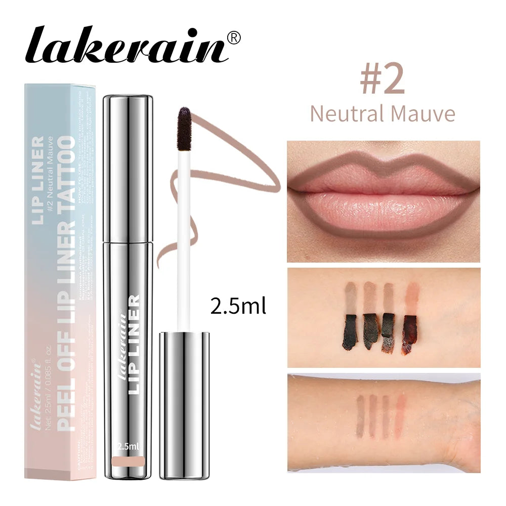 Long-Lasting Waterproof Lip Liner & Lip Stain Set - Matte Peel Off, 4 Colors