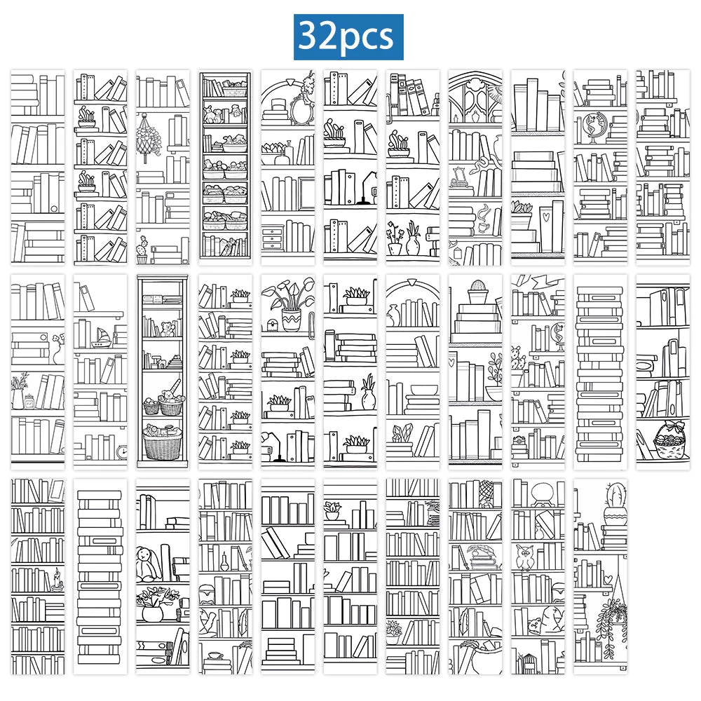 Coloring Book Bookmarks Set - 32pcs for Back-to-School, Christmas, Halloween & Birthdays