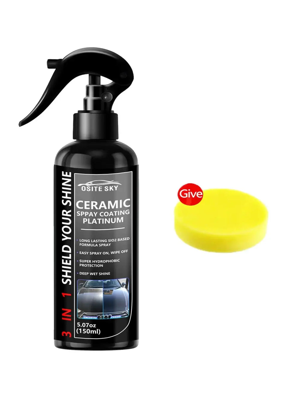 Nano Ceramic Car Coating Spray 3-in-1 Scratch-Resistant Gloss Finish for All Paint Types
