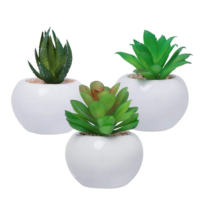 3Pcs Artificial Succulent Plants - Realistic Faux Greenery for Office & Home Decor
