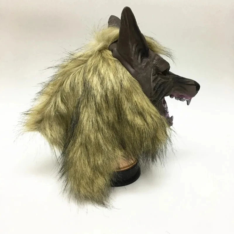 Werewolf Costume Mask and Gloves Set for Halloween Cosplay - Latex Rubber Wolf Head Hair Mask