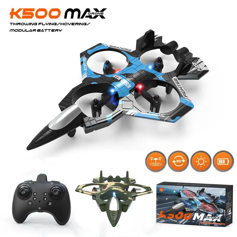 RC Plane Fighter Stunt Glider with LED Lights, 360° Roll, Foam Airplane