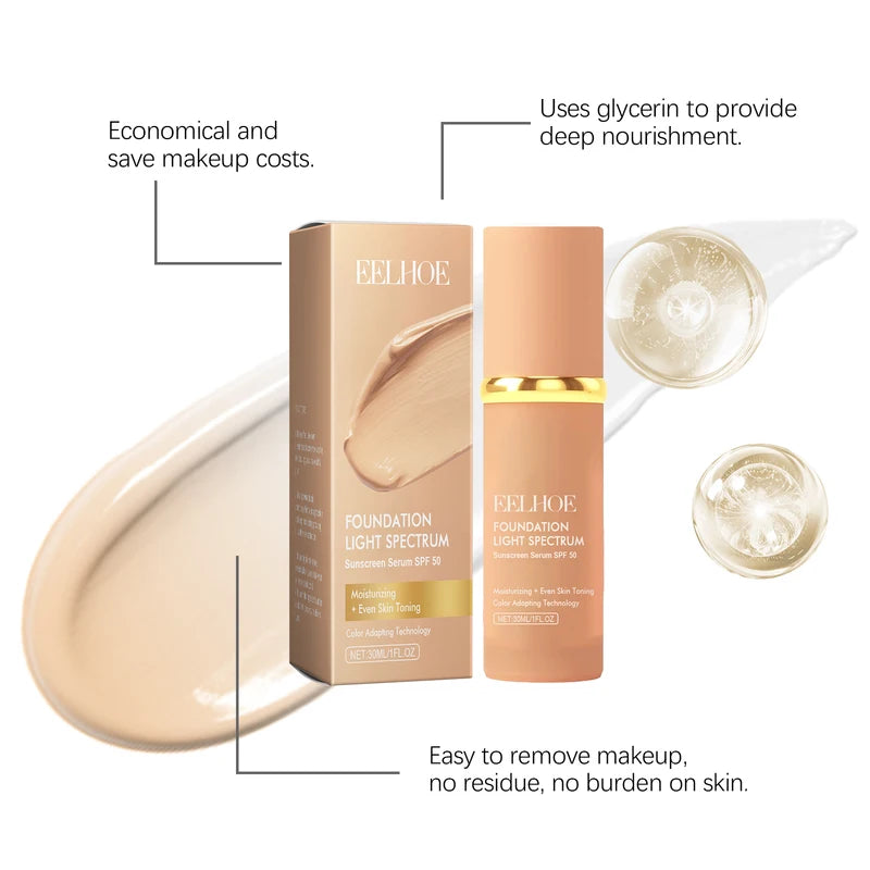 Color Changing Foundation Liquid SPF 50 Moisturizing Full Coverage Concealer