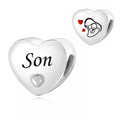 Family Friendship Heart Charm Beads for DIY Bracelets - Multiple Colors
