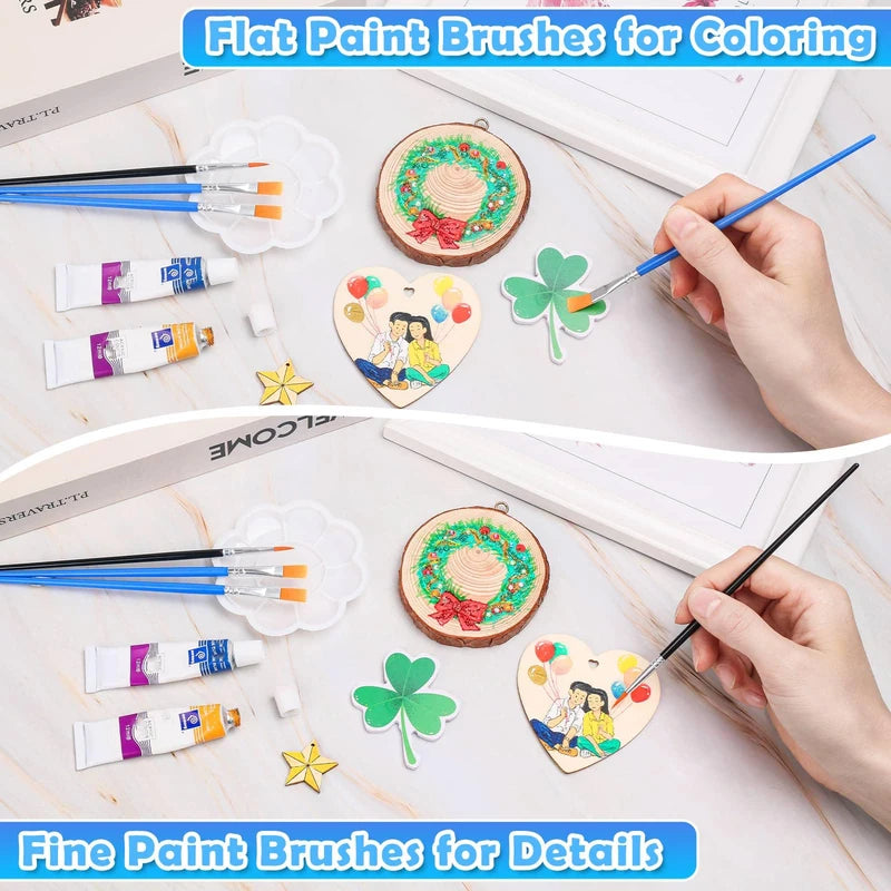 Kids Paint Brush Set 100pcs Assorted Flat Round Pointed Watercolor Oil Acrylic Craft