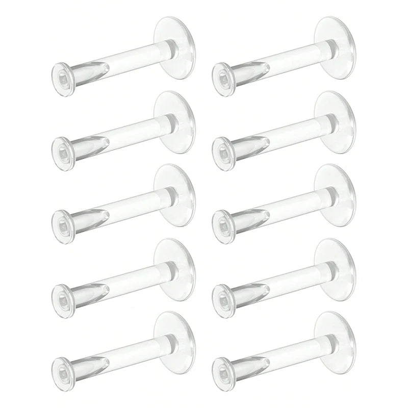 Clear Earrings 10pcs 16g Bioflex Labret Piercing Retainers - Cartilage Helix Tragus