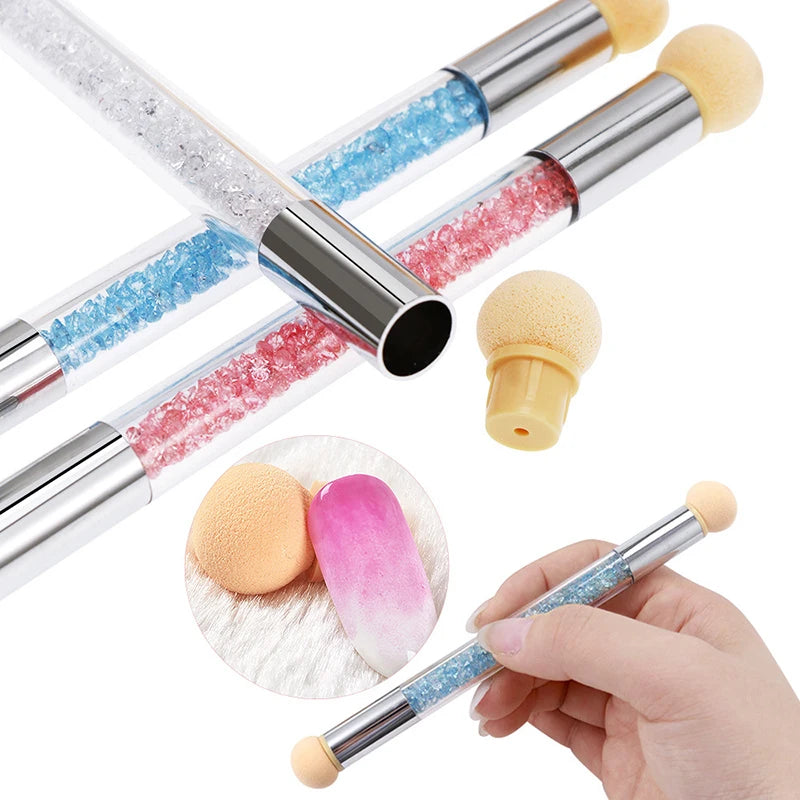 Nail Art Dotting Brush Set with Reusable Sponge Heads for Manicure & Gel Polish