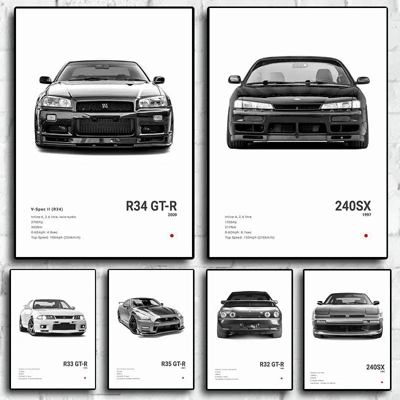 Car Wall Art Canvas Prints - Japan Super Sport Car Poster Wall Decor