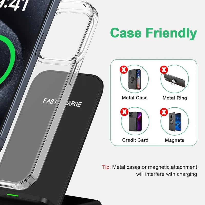 Fast Wireless Charging Stand for Samsung, iPhone, Xiaomi - Multiple Colors