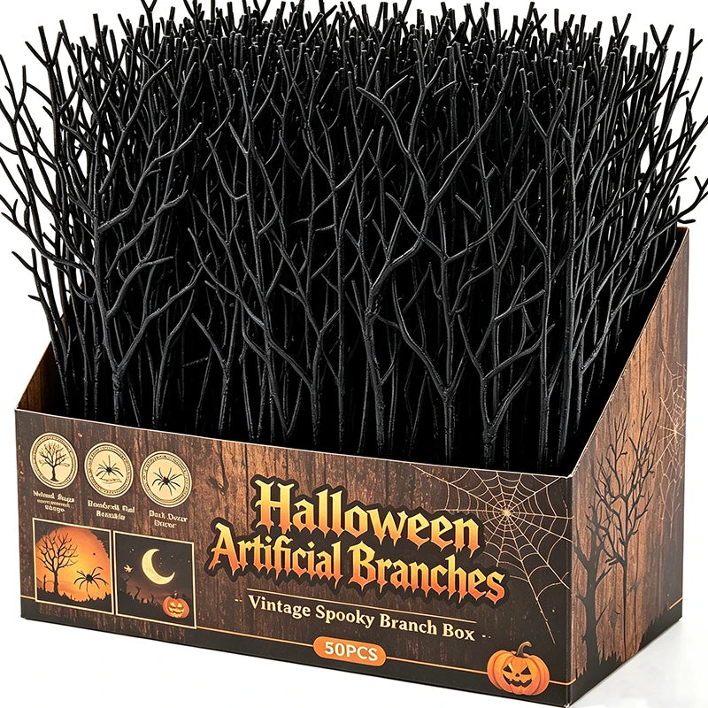 Halloween Artificial Black Branches 26cm Home Decor Fake Plant Stem Pack