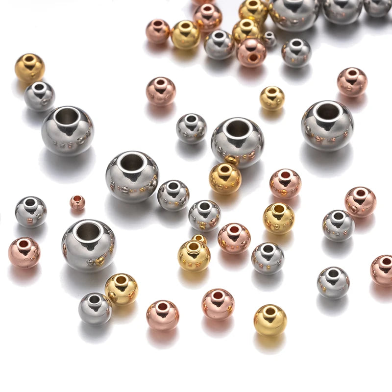 50/100pcs Stainless Steel Spacer Beads for Jewelry Making DIY Necklace & Bracelet Supplies