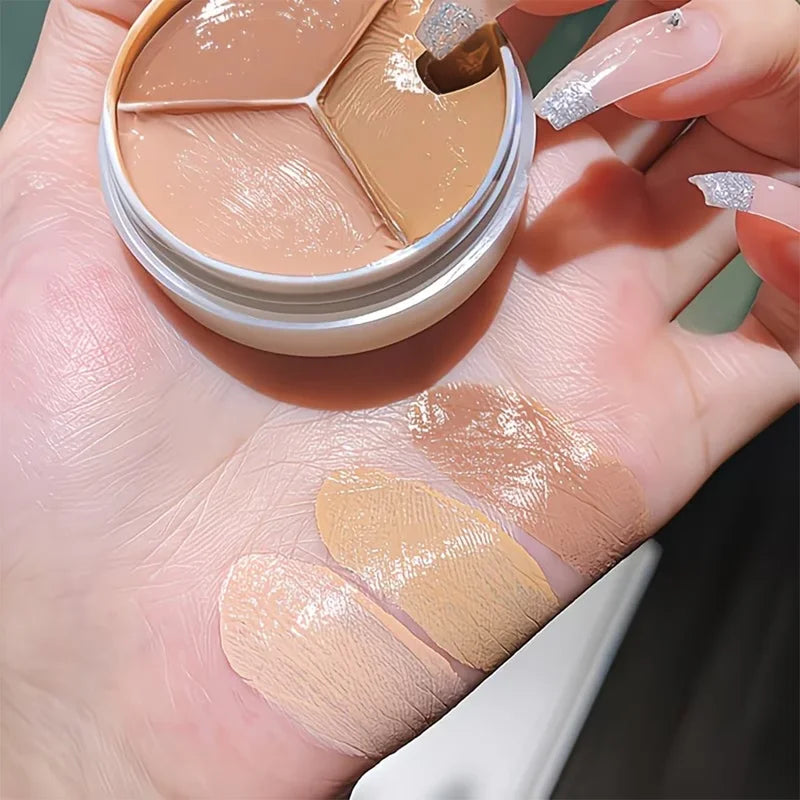 3-Color Waterproof Concealer Palette - Long-Lasting Acne & Dark Circles Cover