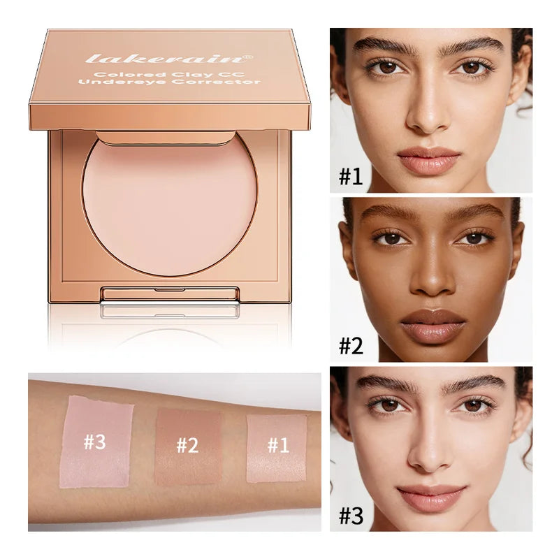 Full Coverage Undereye Corrector Powder Foundation with Puff - Waterproof, Matte Finish