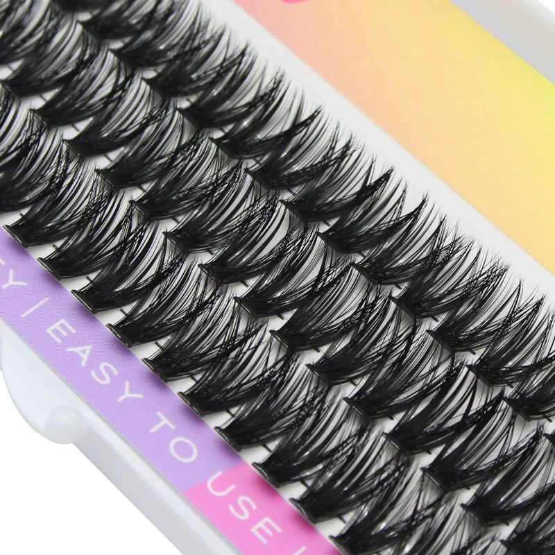 Premium Silk Cluster Eyelash Extensions - Natural Long 3D Volume Fake Lashes
