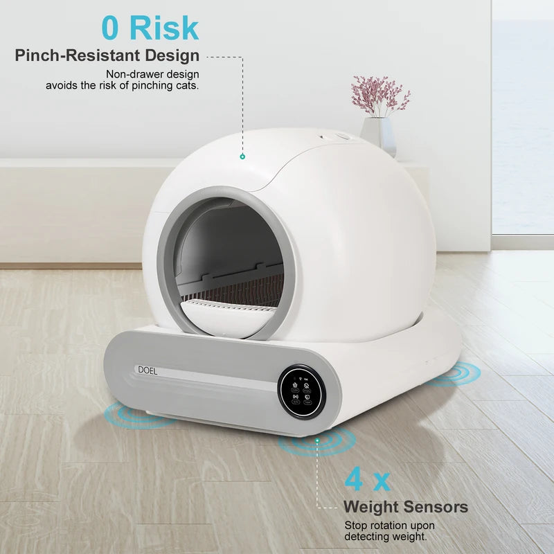 Automatic Self-Cleaning Cat Litter Box with APP Control & Large 65L Capacity