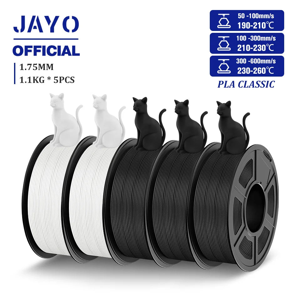 3D Printer Filament Set PLA PETG Silk Wood Marble 1.75mm 5 Rolls 1.1KG