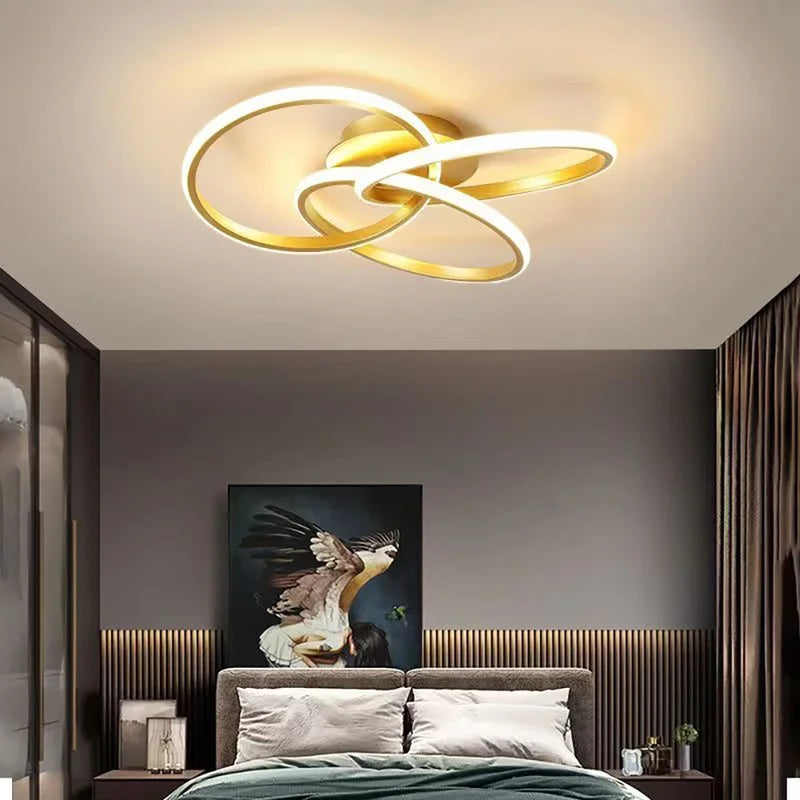 Modern Black LED Ceiling Lamp 3 Circle Indoor Lighting for Living Room & Office