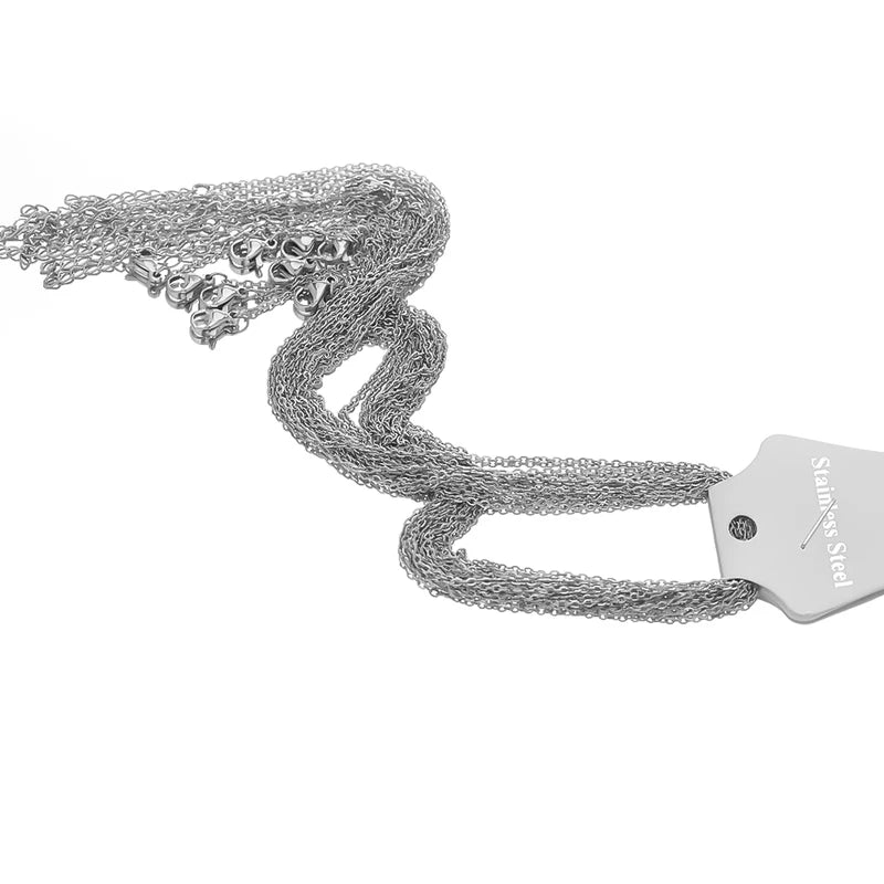 10pcs Stainless Steel Link Chains for Jewelry Making - Adjustable Bulk Necklaces