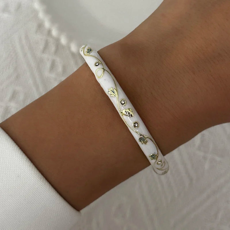 Colorful Enamel Flower Bracelet for Women Wedding Party Jewelry